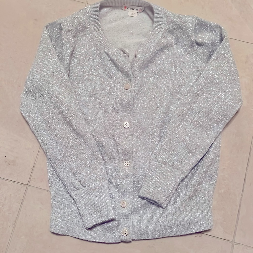 CrewCuts Silver Shimmer Cardigan Sweater Sz. 6-7